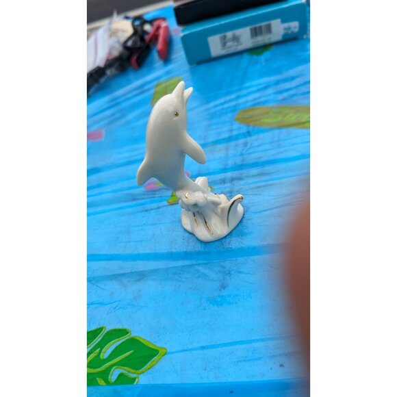 Dolphin Lenox Porcelain Figurine with 24K Gold Accent Trim 4" Inch tall - Picture 2 of 2